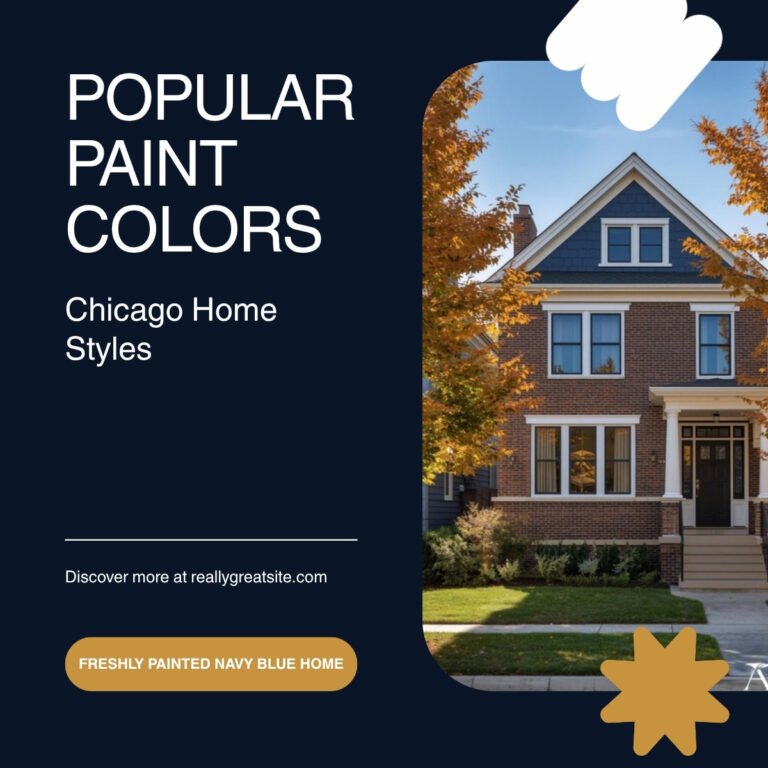 Most popular exterior paint colors in Chicago 2026 - navy blue home with white trim