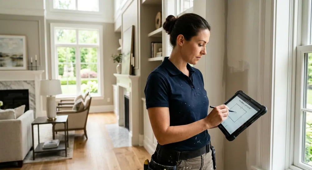 RenewBuild painter entering measurements into estimating software