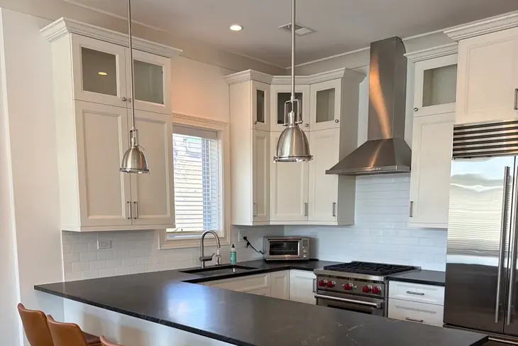 White painted kitchen cabinets