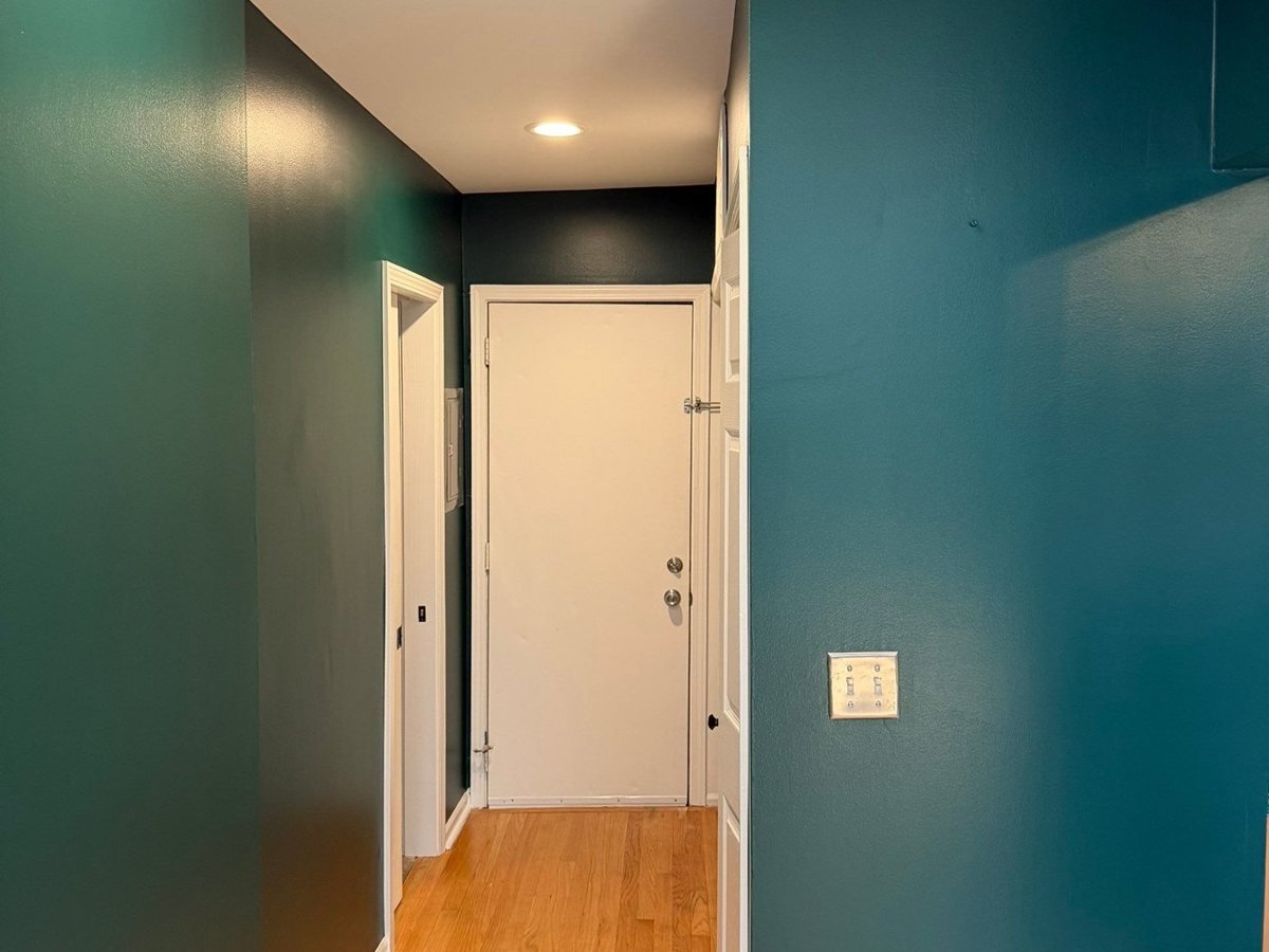 Stairwell and skylight in emerald green